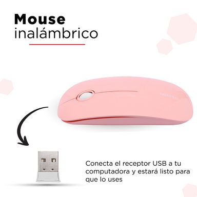 Raton Inhalambrico, Ultrafino Elegante, Rosa