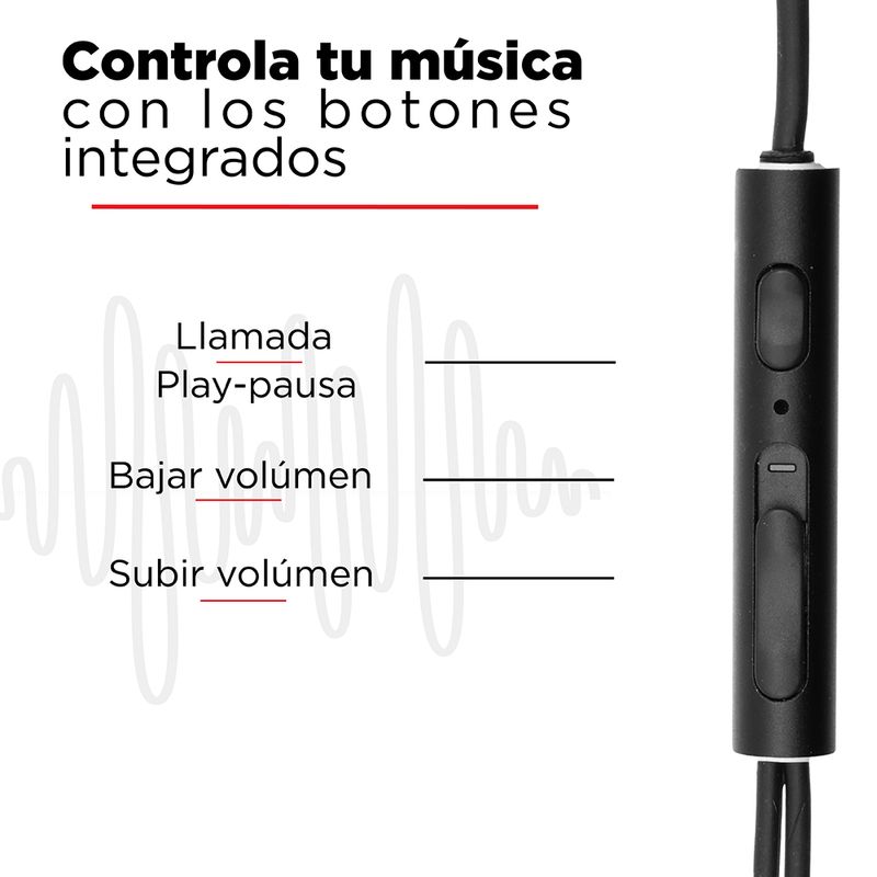 Auriculares ultrafinos con control de manos libres para música y llamadas