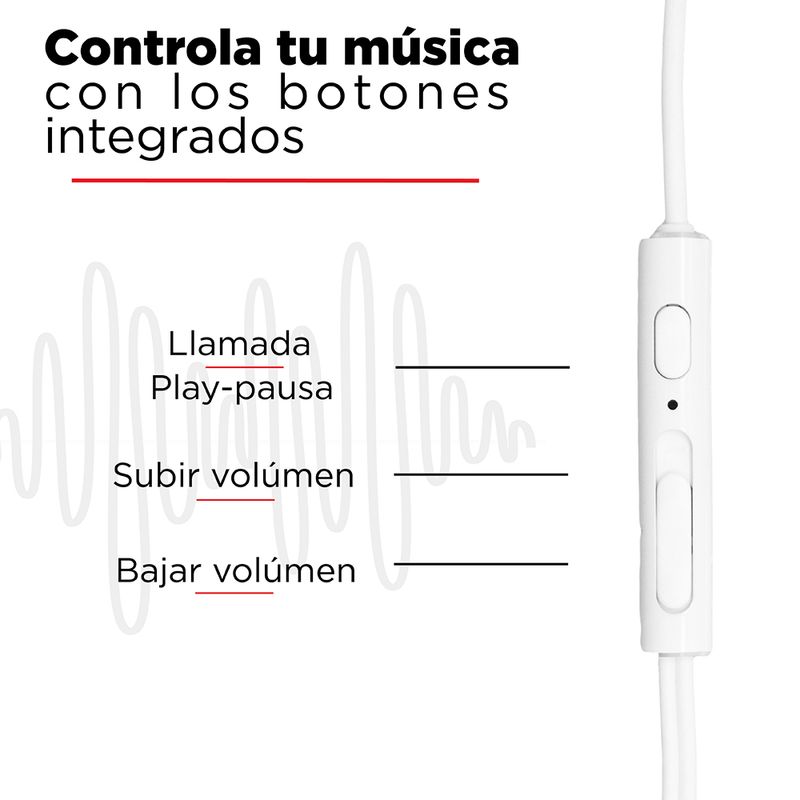 Audifonos De Cable 1318, Blanco, 1.1M