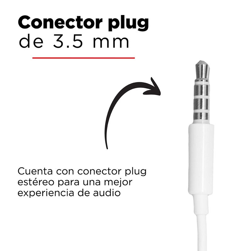 Audifonos De Cable 1318, Blanco, 1.1M