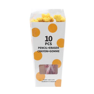 Paquete De Lapices, Con Borrador, En Forma De Palomitas 10 Pzs, Medianos, Blanco