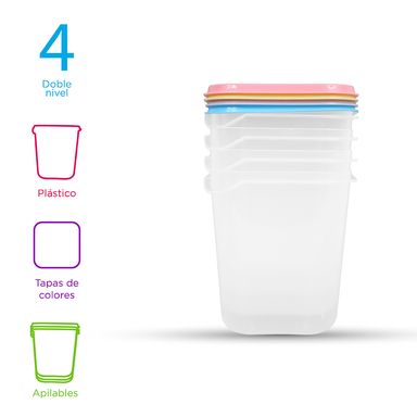 Contenedor de alimentos 1000 ml, Grande, Multicolor