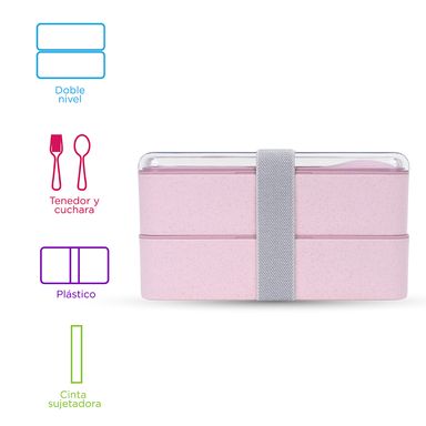 Contenedor Para Lonchera, De Doble Capa, 1000 Ml, Rosa