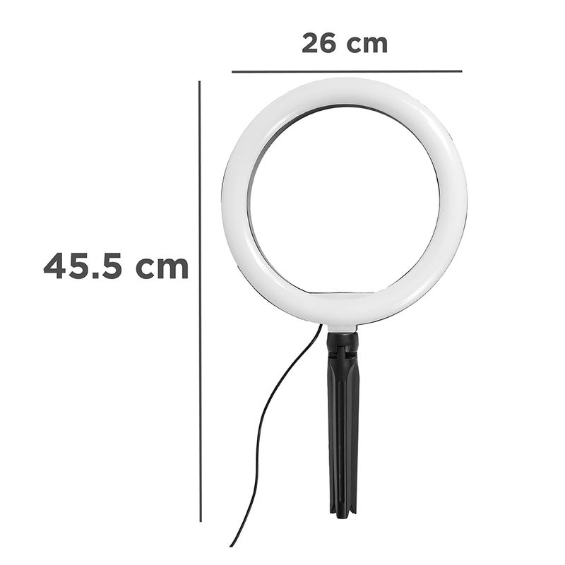 Ring Light Aro de Luz 26cm Con Soporte Para Celular + Trípode