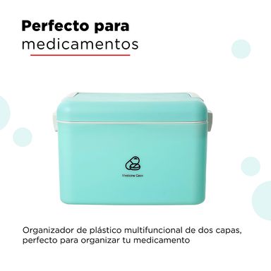 Organizador de Plastico para Medicina de Dos Capas Azul