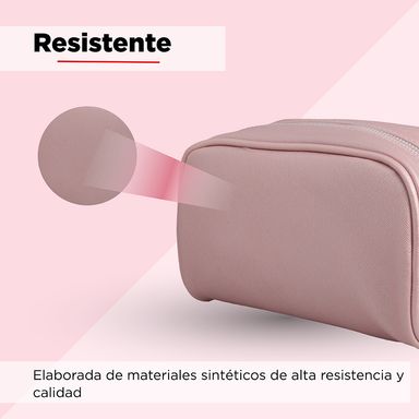 Cosmetiquera Rectangular Nacarada Con Borde Redondo Rosa
