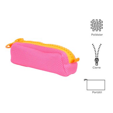 Cartuchera De Malla School Season Series Rosa Fluorescente