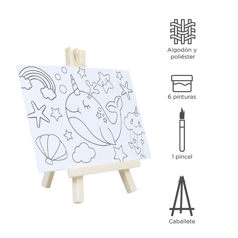 Cuadros Para Pintar Niños Kit Canvas C/ Pinturas Pincel