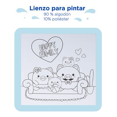 Kit de Pintura con 6 Colores y 2 Pinceles Familia de Cerdo