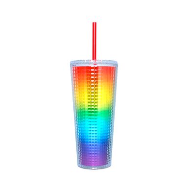 Vaso de Plastico de Doble Capa con Pitillo Rainbow Series 775 Ml