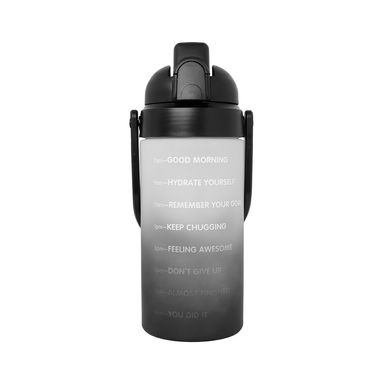 Botella de Plastico para Agua con Pitillo de Gran Capacidad Gradient Series Blanco y Negro 2L