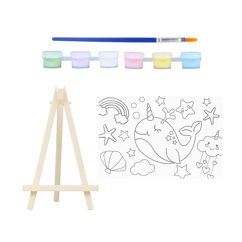 Kit de Pintura Mini Cm con 6 Colores y 1 Pincel de Unicornio