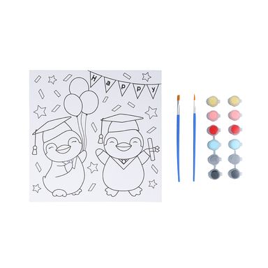 Kit de Pintura con 6 Colores y 2 Pinceles Pingüino de Graduacion