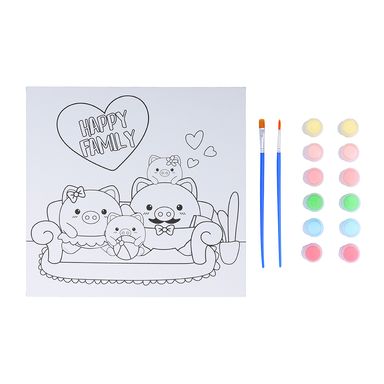 Kit de Pintura con 6 Colores y 2 Pinceles Familia de Cerdo