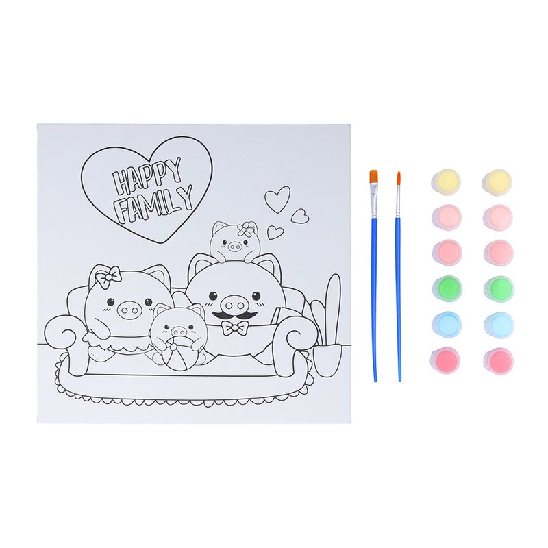 Kit-de-Pintura-con-6-Colores-y-2-Pinceles-Familia-de-Cerdo-1-12839
