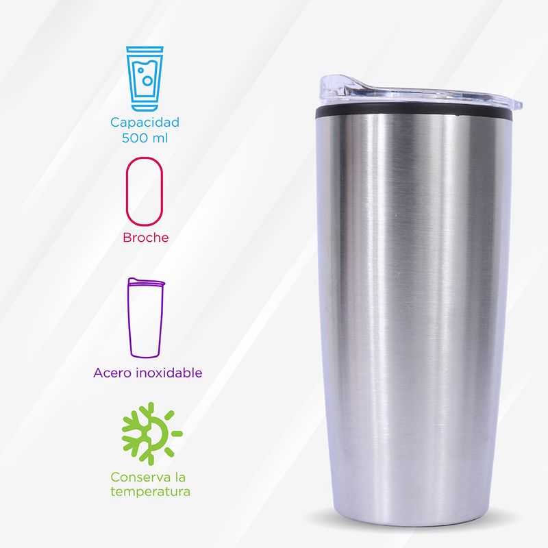 Vaso de Acero Inoxidable Metalico 500 Ml