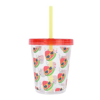 Vaso de Plastico con Pitillo Fruit Series de Sandia 400 Ml