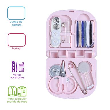 Kit de Costura Portatil Rosa