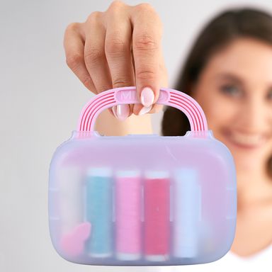 Organizador de Plastico de Costura con Asa Rosa