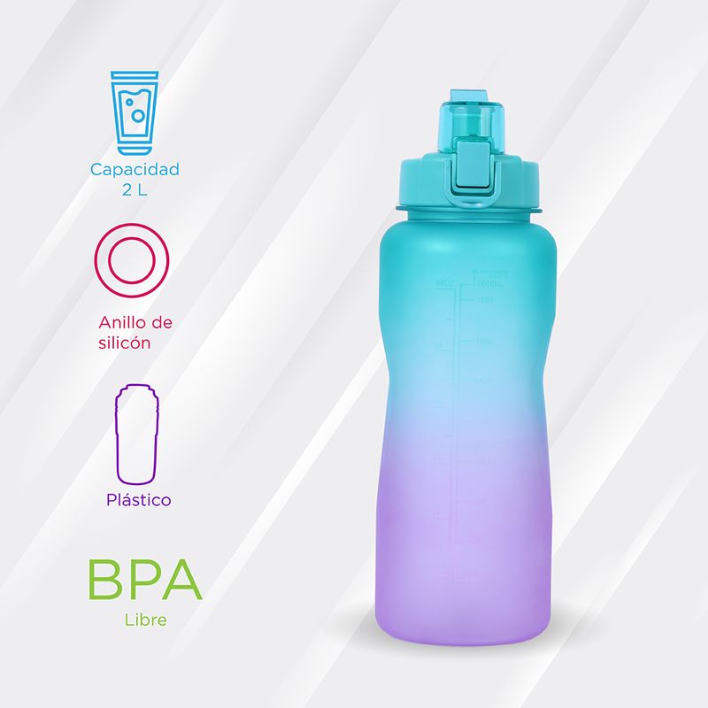 Botella-de-Plastico-de-Gran-Capacidad-Colores-Degradado-con-Asa-Verde-Y-Morado-2L-2-14004
