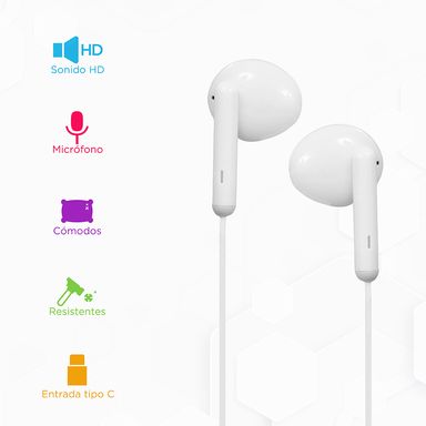 Audifonos Tipo C Modelo W10103 Blanco