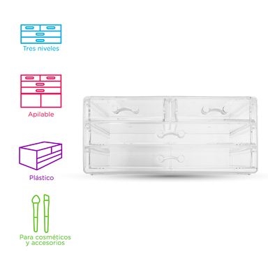 Organizador de Cajones de 3 Niveles para Cosmeticos Y Joyas Transparente