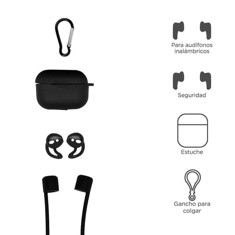 Estuche para Audifonos Protectora para Airpods Pro Negro