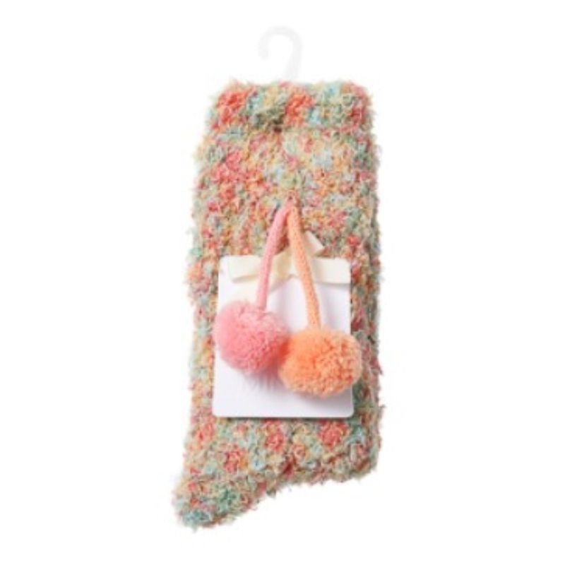 Medias-para-Casa-De-Hilo-Pom-Pom-Melange-Rosado-Multicolor-1-14133