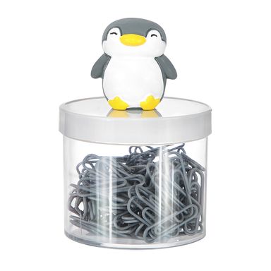 Set De Clips Con Estuche, En Forma De Pingüino Diseños, Pingüino Gris