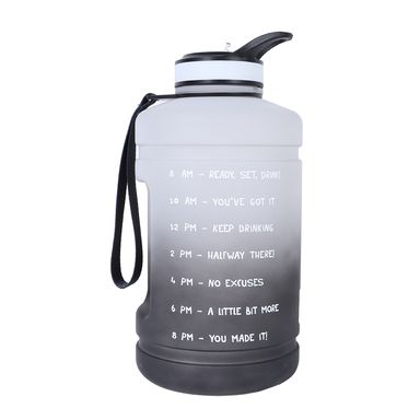 Botella de Plastico de Gran Capacidad Colores Degradado Blanco Y Negro 2.2 L