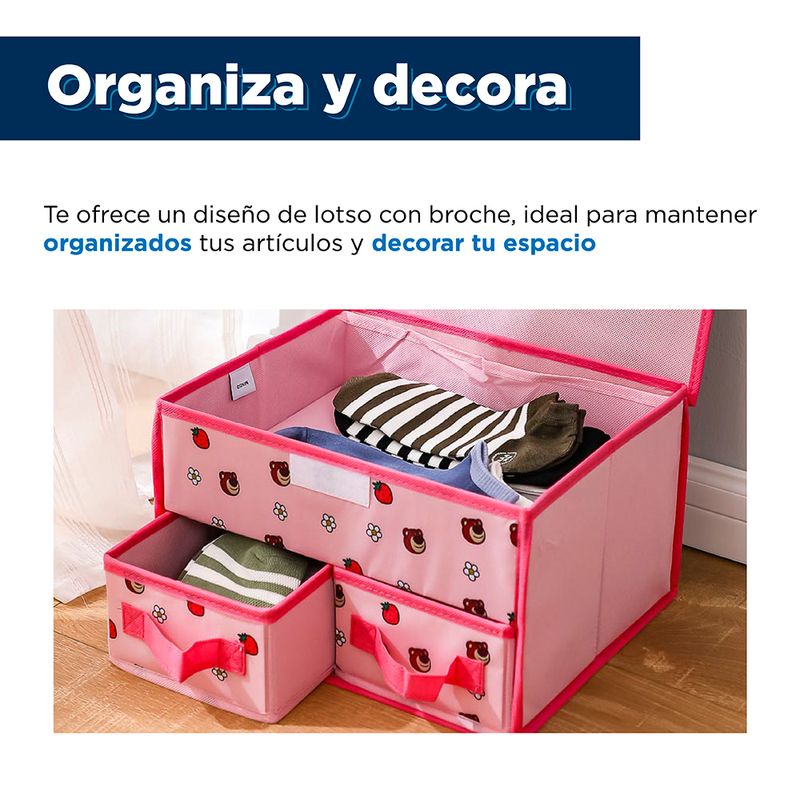 Caja de Almacentamiento De Tela Rectangular Bicolor L