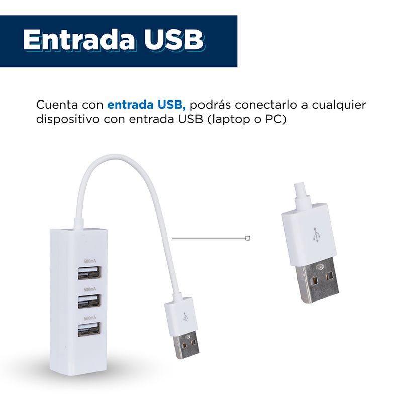 CABLE LADRON USB MULTIPUERTO ADAPTADOR DUPLICADOR CONEXION 2.0 BLANCO