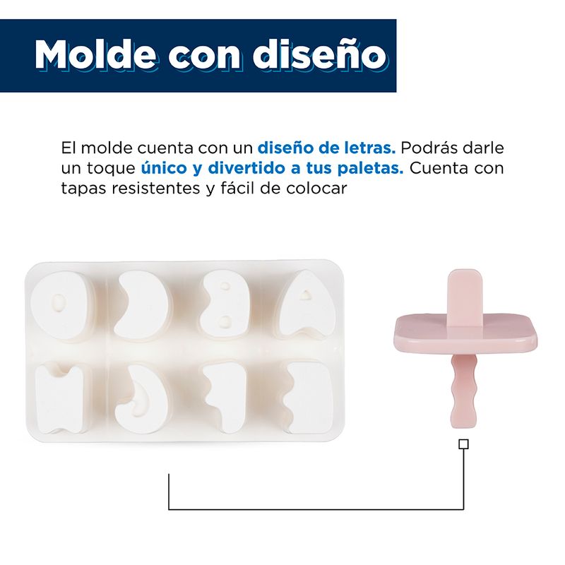 Molde para Paletas de Diseño de Letras 8 Cavidade s Rosa