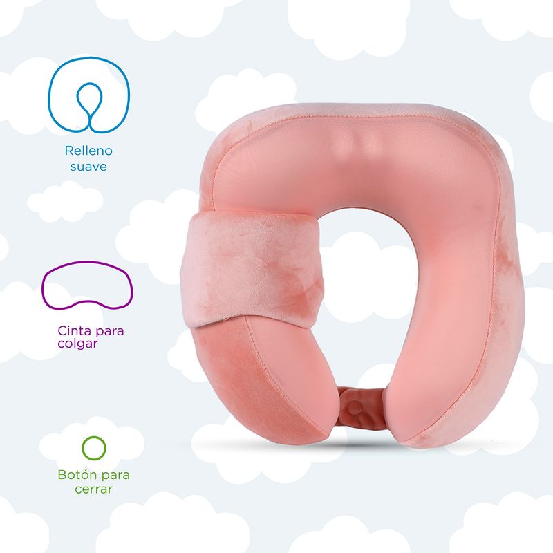 Almohada-en-Forma-de-U-de-Espuma-Viscoelastico-con-Antifaz-para-Dormir-y-Proteccion-de-Cuello-Rojo-Coral-3-15421