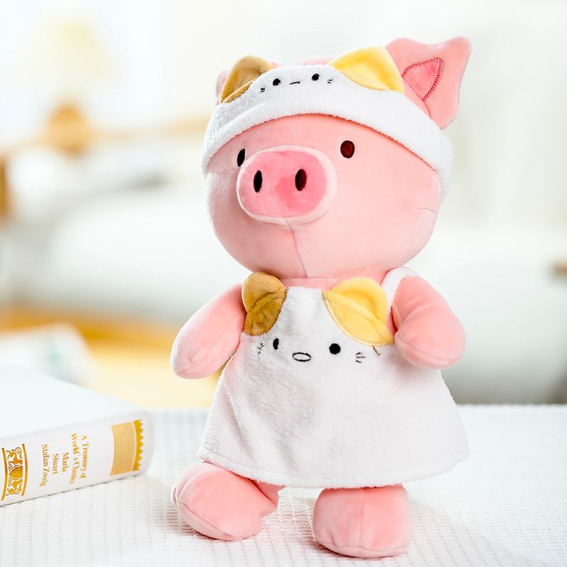 Peluche Banda para El Cabello y Pijamas Pig Gato Blanco