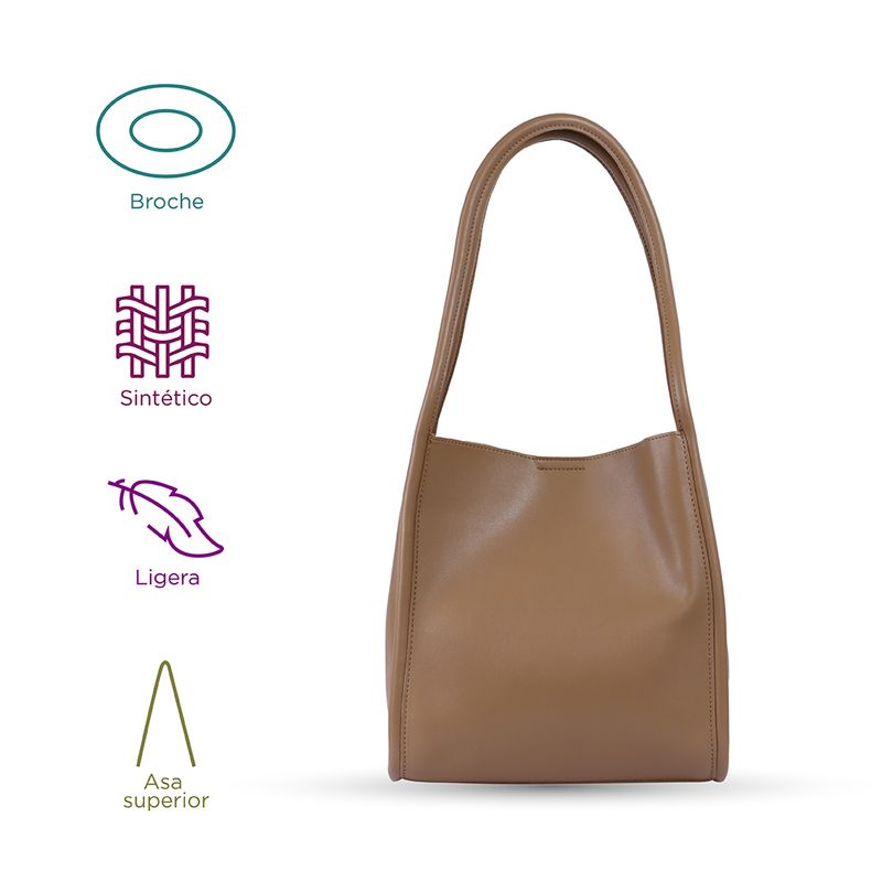 Bolso Hobo Clasico Forma Trapecio Camel