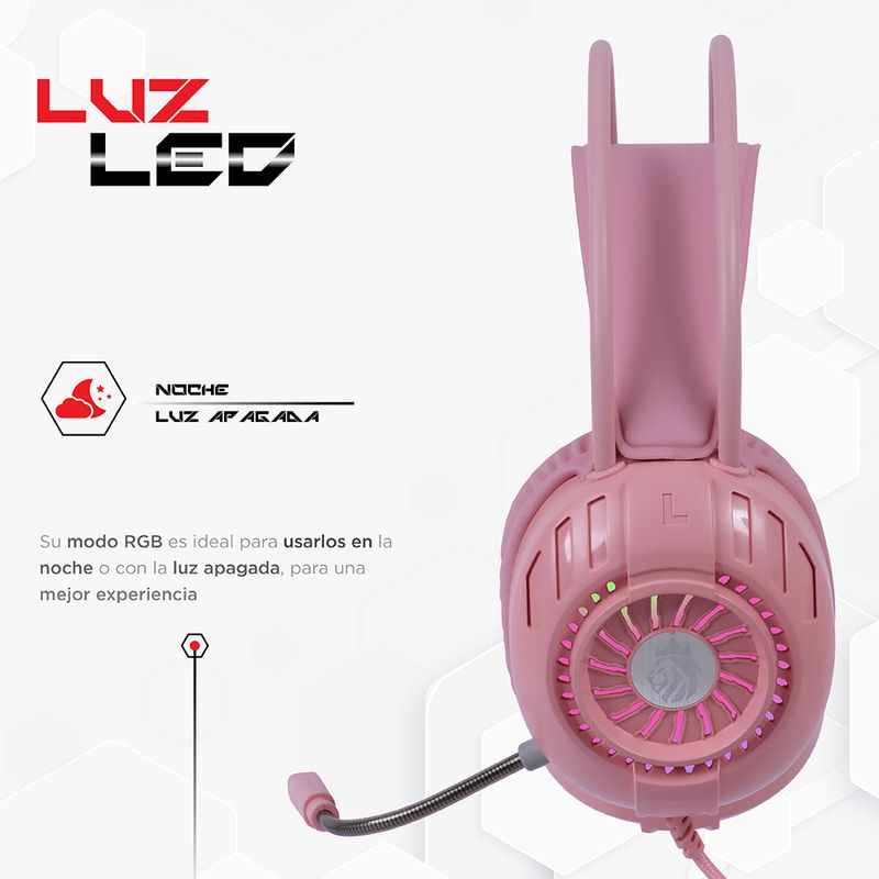 Audifonos Diadema Rosa Audífonos Gamer Con Luz Rgb