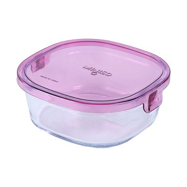 contenedor de  Alimentos de  Vidrio Resistente Al Calor Rojo Rosa