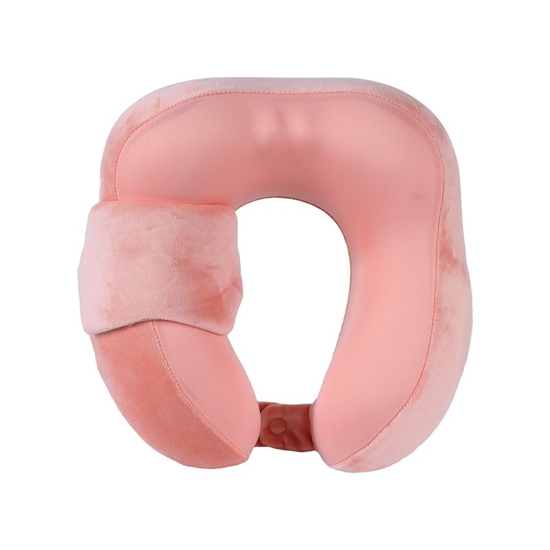 Almohada-en-Forma-de-U-de-Espuma-Viscoelastico-con-Antifaz-para-Dormir-y-Proteccion-de-Cuello-Rojo-Coral-1-15421