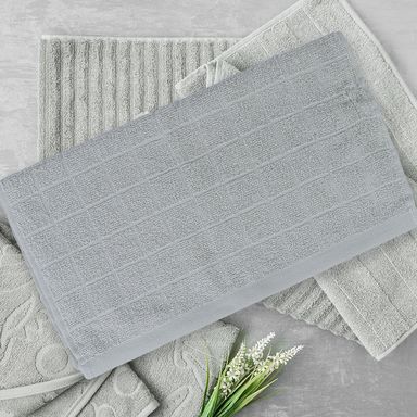Toalla de  Algodon Mediana Cuadros Gris