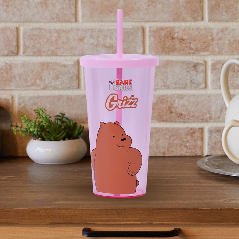 Vaso-de-Plastico-We-Bare-Bears-con-Pitillo-Grizzly-Rosa-2-15507
