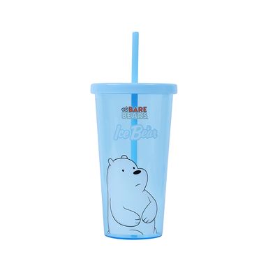Vaso de  Plastico We Bare Bears con Pitillo Ice Bear Azul