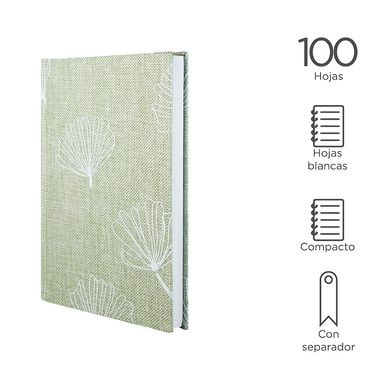 Cuaderno De Tapa Dura De Tela De Algodón Y Lino Verde  100 Hojas