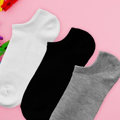 Medias para Mujer Color Negro Blanco Gris 3 Pares