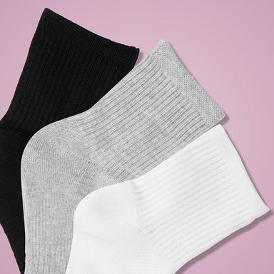 Calcetin Deportivo Resistente Color  Negro blanco y Gris para Hombre 3 Pares