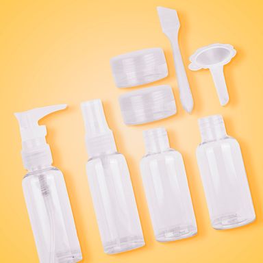 Kit de Botellas de Viaje Transparente 50Ml 8Pzas