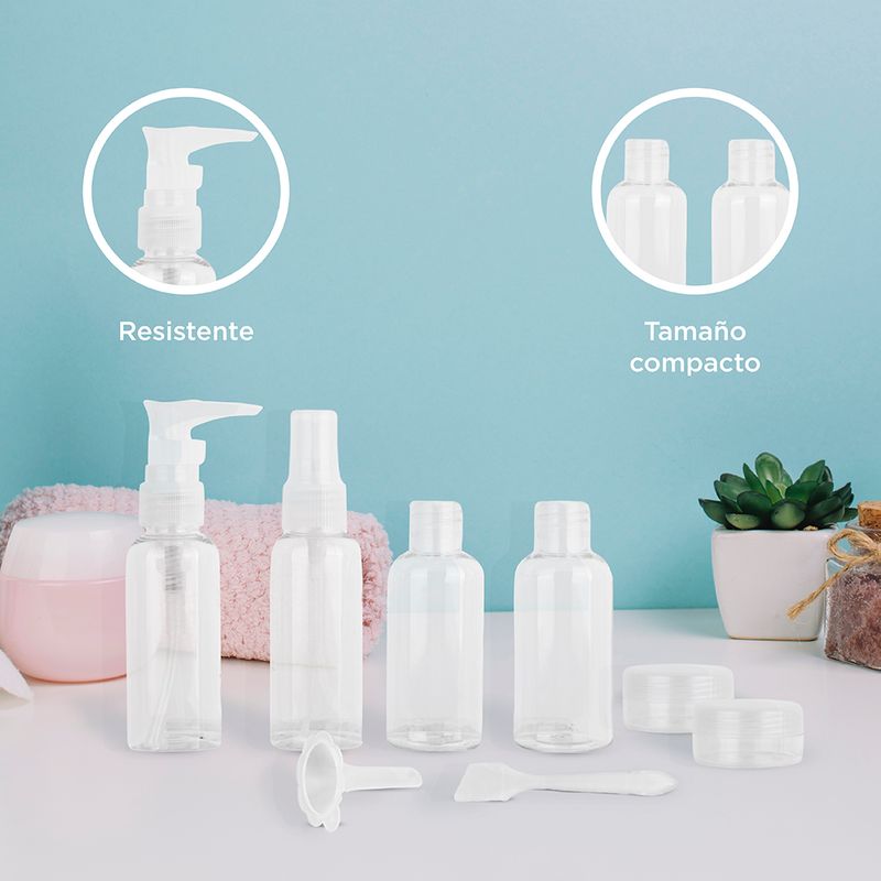 Kit de botellas de viaje transparentes, kit de botellas de viaje