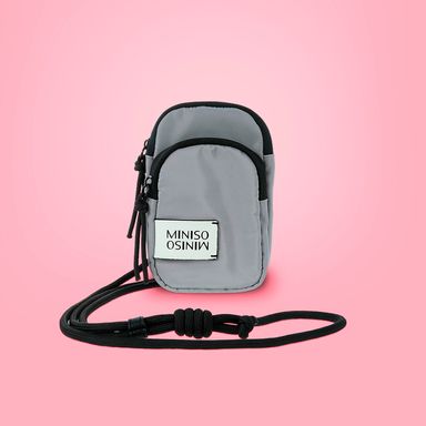 Mini Bolso Porta Celular Miniso Vitality Mix Gris Claro