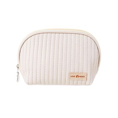 Cosmetiquera Semicircular Acolchada Miniso Beige