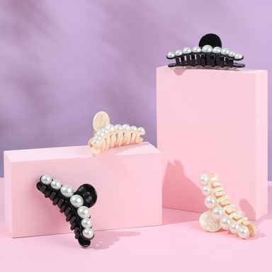 Caimán para Cabello de Garra con Perlas Negro